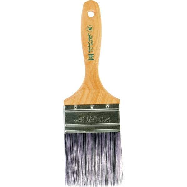Wooster Brush - 3" Flat Synthetic Wall Brush - 3-7/16" Bristle Length, 6-1/4" Maple Beavertail Handle - Exact Tool & Supply