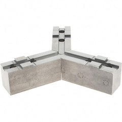 Abbott Workholding Products - Tongue & Groove Attachment, Square Soft Lathe Chuck Jaw - 3 Jaws, Steel, 1.5748" Btw Mount Hole Ctrs, 4-1/2" Long x 1-1/2" Wide x 2" High, 0.4724" Groove, 0.4724" & 12mm Fastener - Exact Tool & Supply