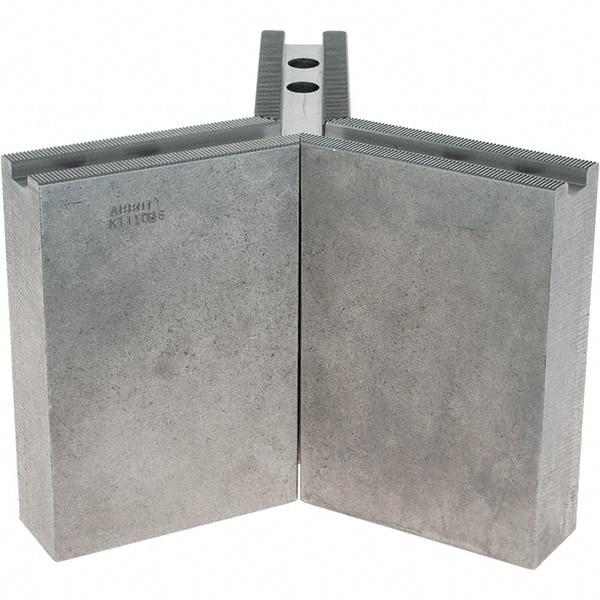 Abbott Workholding Products - 1.5mm x 60° Serrated Attachment, Square Soft Lathe Chuck Jaw - 3 Jaws, Steel, 1.1811" Btw Mount Hole Ctrs, 4-1/2" Long x 1-1/2" Wide x 6" High, 0.6299" Groove, 0.4724" & 12mm Fastener - Exact Tool & Supply