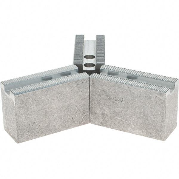 Abbott Workholding Products - 1.5mm x 60° Serrated Attachment, Square Soft Lathe Chuck Jaw - 3 Jaws, Aluminum, 0.7874" Btw Mount Hole Ctrs, 3" Long x 1-1/4" Wide x 2" High, 0.4724" Groove, 0.3937" & 10mm Fastener - Exact Tool & Supply