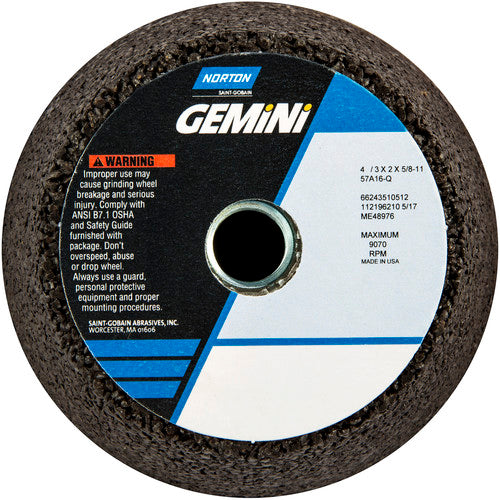 4″ / 3″ × 2″ × 5/8″-11 Gemini Snagging Wheel Type 11 Flaring Cup 16 Grit Aluminum Oxide - Exact Tool & Supply