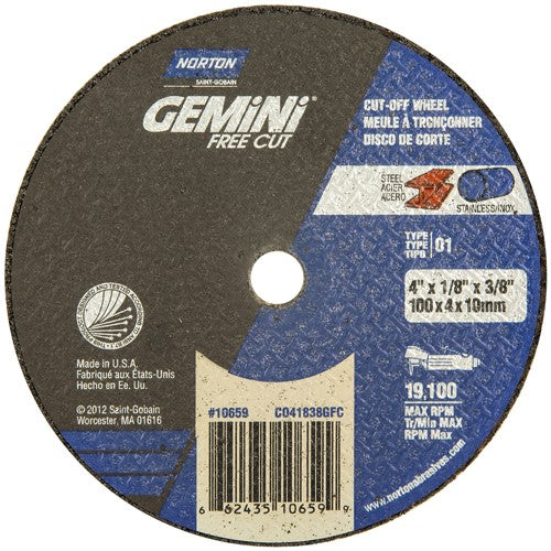 4″ × 1/8″ × 3/8″ Gemini Small Diameter Cut-Off Wheel Aluminum Oxide - Exact Tool & Supply