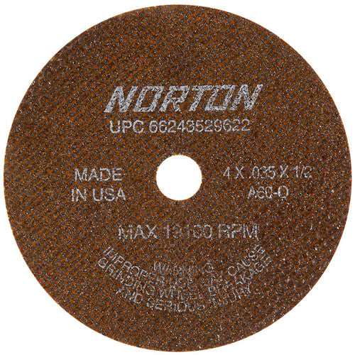 4″ × 0.035″ × 1/2″ Small Diameter Cut-Off Wheel Type 01 Straight Aluminum Oxide - Exact Tool & Supply