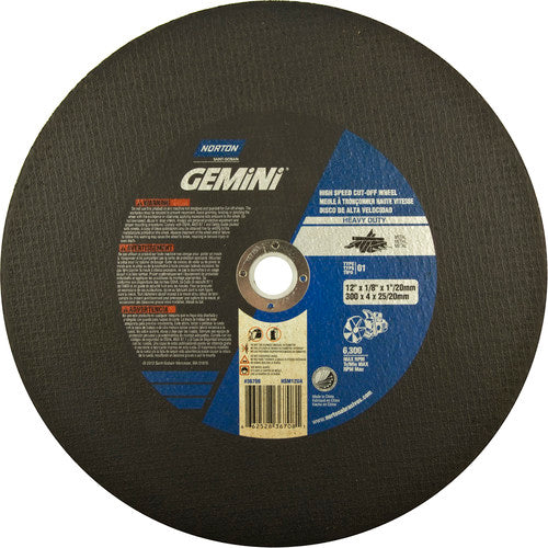 12″ × 1/8″ × 1″ Metal HD High Speed Cut-Off Wheel Type 01 Straight 24 Grit Aluminum Oxide - Exact Tool & Supply