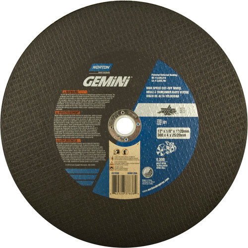 12″ × 1/8″ × 1″ Metal High Speed Cut-Off Wheel Type 01 Straight Aluminum Oxide - Exact Tool & Supply