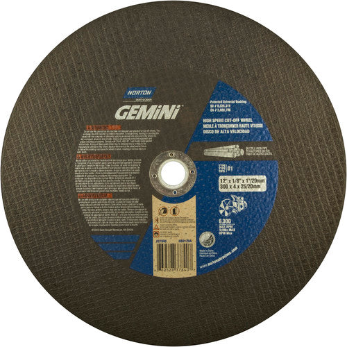 12″ × 1/8″ × 1″ Ductile High Speed Cut-Off Wheel Type 01 Straight 24 Grit Silicon Carbide - Exact Tool & Supply