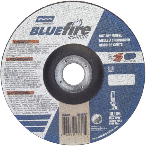 6 × 1/16 × 7/8″ BlueFire RightCut Cutting Wheel A 36 Q Type 27/42 - Exact Tool & Supply