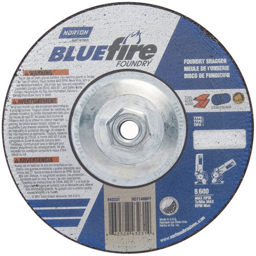7″ × 1/4″ × 5/8″ BlueFire Non-Woven Depressed Center Wheel Type 27 Zirconia Alumina / Aluminum Oxide - Exact Tool & Supply