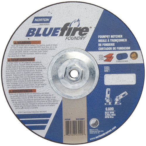 9″ × 1/8″ × 5/8″ BlueFire Non-Woven Depressed Center Wheel Type 27 Zirconia Alumina / Aluminum Oxide - Exact Tool & Supply