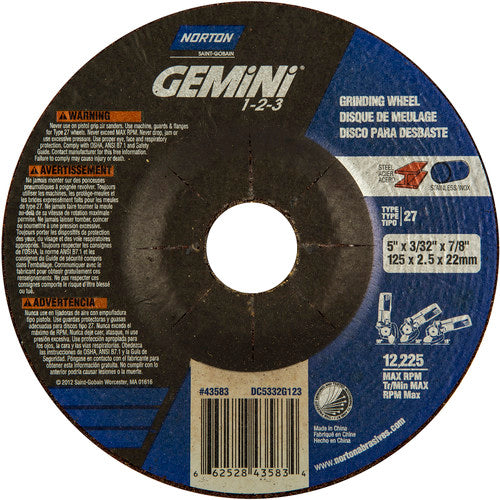 5″ × 20.0″ × 22.23 ″ Gemini Non-Woven Depressed Center Wheel Type 27 46 Grit - Exact Tool & Supply