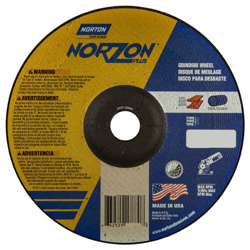 7″ × 1/4″ × 7/8″ NorZon Plus Non-Woven Depressed Center Wheel Type 27 - Exact Tool & Supply
