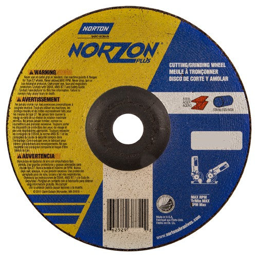7″ × 1/8″ × 7/8″ NorZon Plus Non-Woven Depressed Center Wheel Type 27 - Exact Tool & Supply