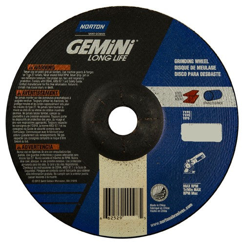 7 × 1/4 × 7/8″ Gemini Long Life Grinding Wheel A 24 R Type 27 - Exact Tool & Supply