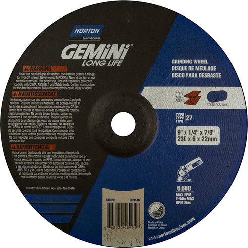 9″ × 1/4″ × 7/8″ Gemini Non-Woven Depressed Center Wheel Type 27 20 Case - Exact Tool & Supply