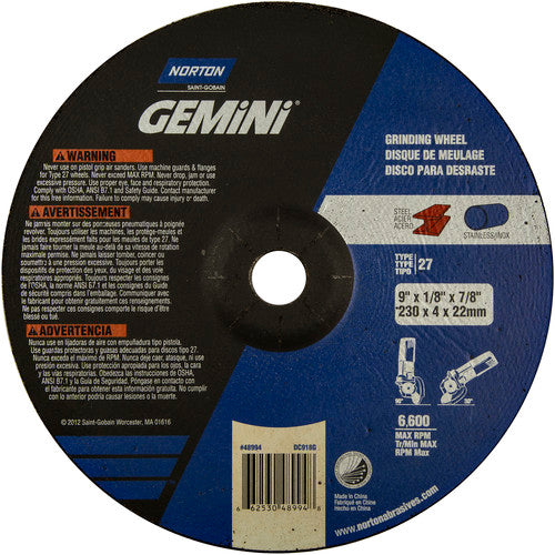 9″ × 1/8″ × 7/8″ Gemini Non-Woven Depressed Center Wheel Type 27 24 Grit Aluminum Oxide - Exact Tool & Supply