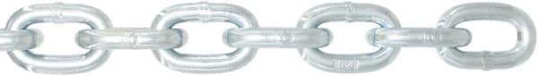 Value Collection - 3/8" Welded High Test Chain - 5,400 Lb Capacity, Grade 40, 75' Long, Zinc Plated Finish - Exact Tool & Supply