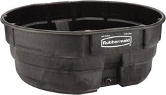 Rubbermaid - 300 Gallon Black Oval Plastic Stock Tank - 25" High x 69" Diam - Exact Tool & Supply