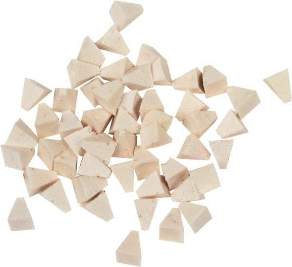 Raytech - 55 Lb/Cubic Ft Density, Plastic Carrier, Pyramid Shaped, Tumbling Media - Fine Cut for Fine Surface Finish, Wet Operation, 1/4" High x 1/4" Long Base - Exact Tool & Supply