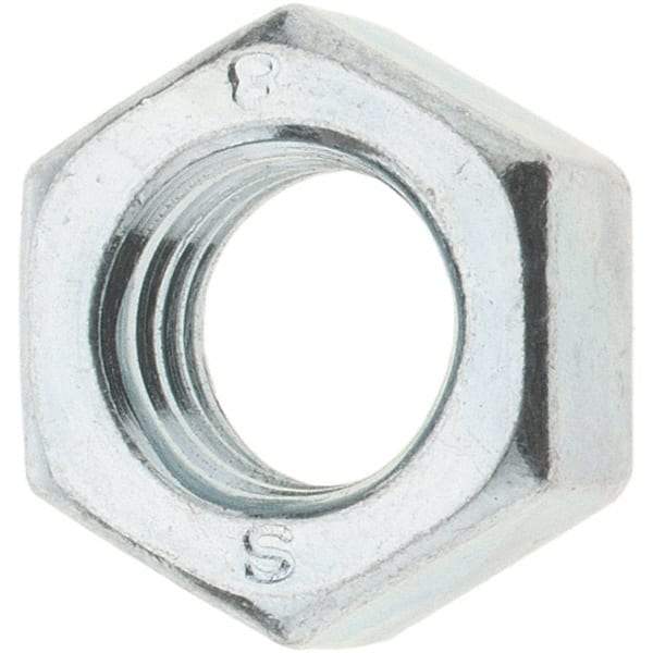 Value Collection - M8x1.25 Metric Coarse Steel Right Hand Hex Nut - 12mm Across Flats, 6.5mm High, Zinc-Plated Finish - Exact Tool & Supply