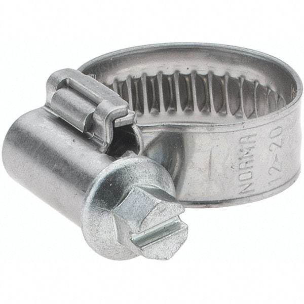 Value Collection - 12 to 20mm Diam, Stainless Steel Worm Drive Clamp - 9mm Wide - Exact Tool & Supply
