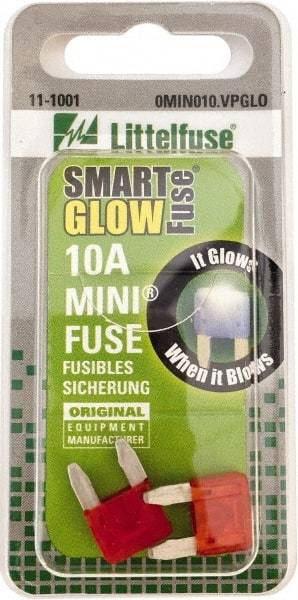 Value Collection - 10 Amp, 32 VDC, Automotive Fuse - 10.83" Long, Red, Littlefuse MIN010 - Exact Tool & Supply