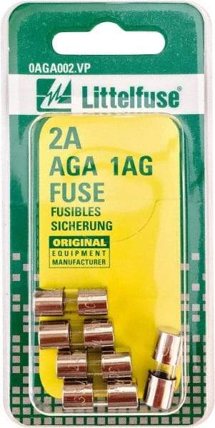 Value Collection - 32V AC/DC, 2 Amp, Fast-Acting Miniature Glass/Ceramic Fuse - 5/8" OAL, 1/4" Diam - Exact Tool & Supply