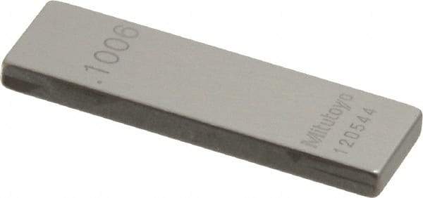 Mitutoyo - 0.1006" Rectangular Steel Gage Block - Accuracy Grade 0, Includes Certificate of Inspection - Exact Tool & Supply