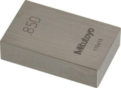 Mitutoyo - 0.85" Rectangular Steel Gage Block - Accuracy Grade 0, Includes Certificate of Inspection - Exact Tool & Supply