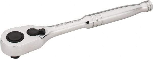 Stanley - 3/8" Drive Pear Head Quick-Release Ratchet - Chrome Finish, 8" OAL - Exact Tool & Supply