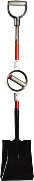 Bosse Tool - 19" High x 9" Wide Square Steel Shovel - 32" Long Aluminum Ergonomic D-Grip Handle, Turned - Exact Tool & Supply