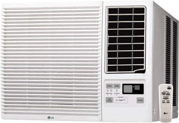 LG Electronics - 23000 BTU, 208/230 Volt Window Air Conditioner with Electric Heat - 11.5/10.6 Amp Rating, 25" Wide x 30-1/2" Deep x 16" High - Exact Tool & Supply
