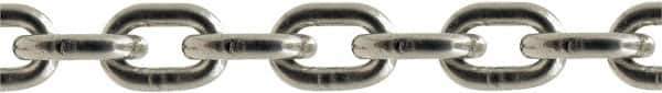 Value Collection - 5/16" Welded Stainless Steel Chain - 2,400 Lb Capacity, Grade 43, 550' Long, Polished Finish - Exact Tool & Supply
