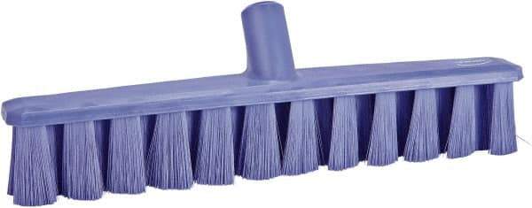 Vikan - 15.25" Fine Particle Polyester Push Broom - 1-7/8" Bristle Length, Plastic Block, European Threaded Handle Connection, Handle Sold Separately - Exact Tool & Supply