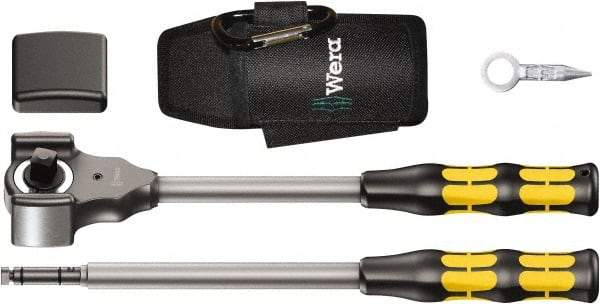 Wera - 1/2" Drive Square Head Ratchet Set - Nickel-Plated Finish, 13-27/64" OAL, 32 Gear Teeth - Exact Tool & Supply