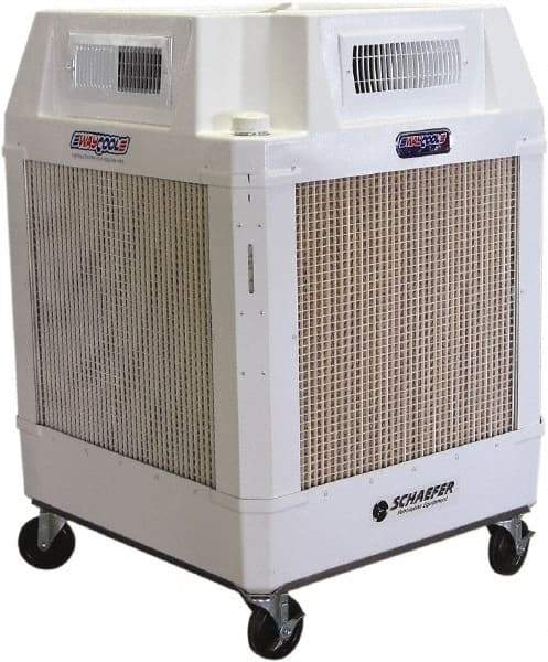 Schaefer Ventilation Equipment - 24 Gal Capacity, 1 hp, 2,460 & 1,660 CFM Evaporative Cooler - 13.7 Amp Rating, 115 Volts, 2 Speed - Exact Tool & Supply