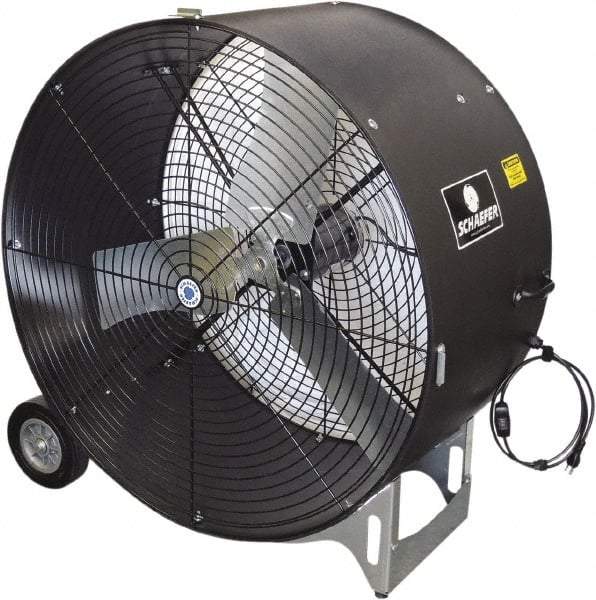 Schaefer Ventilation Equipment - 36" Blade, 1/2 hp, 11,700 CFM, Industrial Circulation Fan - Portable with Wheels, 1 Speed - Exact Tool & Supply