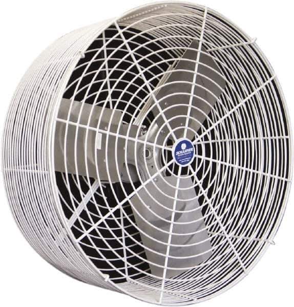 Schaefer Ventilation Equipment - 24" Blade, 1/2 hp, 7,000 CFM, Industrial Circulation Fan - Ceiling Mount, 1 Speed - Exact Tool & Supply