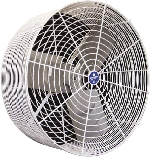 Schaefer Ventilation Equipment - 20" Blade, 1/2 hp, 5,830 CFM, Industrial Circulation Fan - Ceiling Mount, 1 Speed - Exact Tool & Supply
