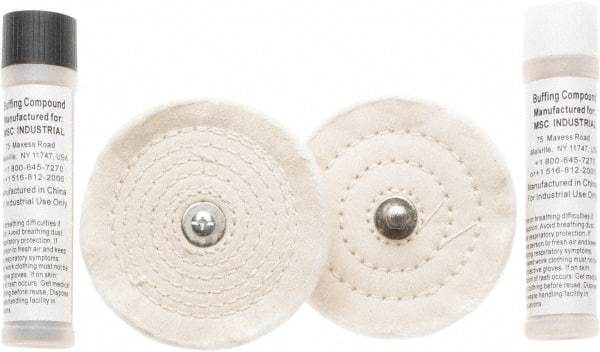 Value Collection - 4" Diam Cushion Sewn, Spiral Sewn Buffing Wheel Set - 1/2" Arbor Hole - Exact Tool & Supply