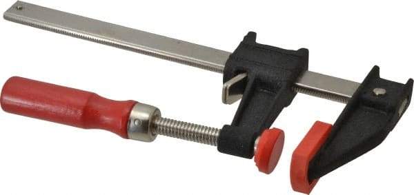 Bessey - 6" Capacity, 2-1/2" Throat Depth Cast Iron Bar Clamp - 600 Lb Clamping Pressure, 10" OAL - Exact Tool & Supply