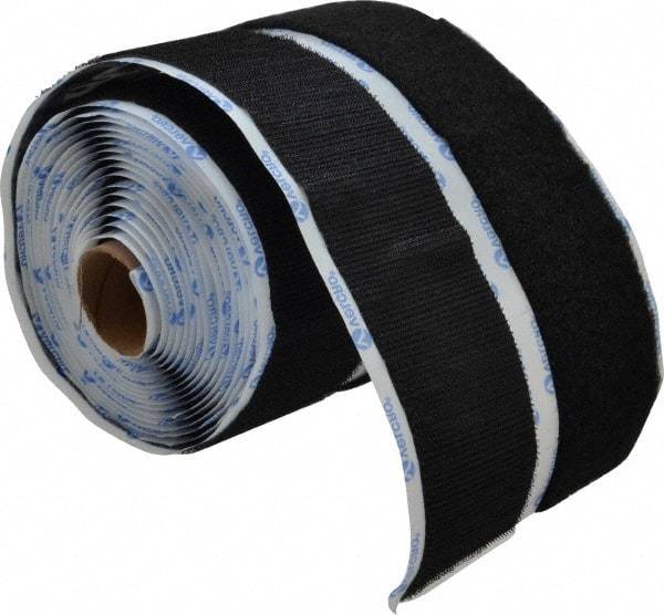 VELCRO Brand - 2" Wide x 5 Yd Long Adhesive Backed Hook & Loop Roll - Continuous Roll, Black - Exact Tool & Supply