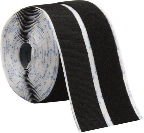 VELCRO Brand - 2" Wide x 10 Yd Long Adhesive Backed Hook & Loop Roll - Continuous Roll, Black - Exact Tool & Supply