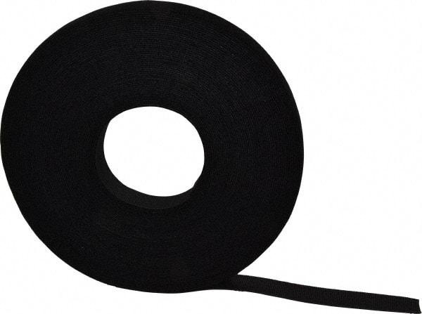 VELCRO Brand - 1" Wide x 25 Yd Long Self Fastening Tie/Strap Hook & Loop Roll - Continuous Roll, Black - Exact Tool & Supply