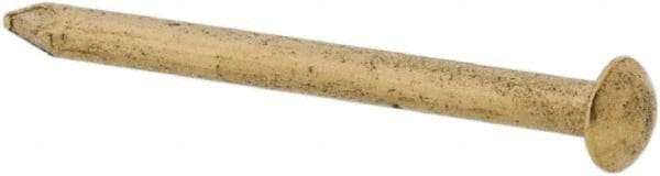 Made in USA - 18 Gauge, 5/8" OAL Escutcheon Pin Nails - Smooth Shank, Brass, Bright Finish - Exact Tool & Supply