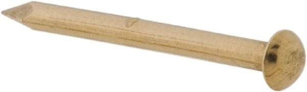 Made in USA - 16 Gauge, 3/4" OAL Escutcheon Pin Nails - Smooth Shank, Brass, Bright Finish - Exact Tool & Supply