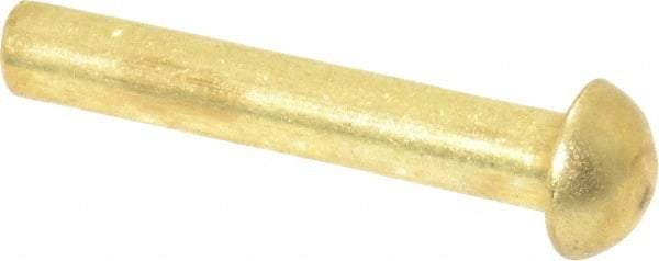 Made in USA - 1/8" Body Diam, Round Brass Solid Rivet - 3/4" Length Under Head - Exact Tool & Supply