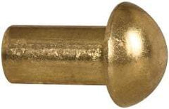 Made in USA - 3/16" Body Diam, Round Brass Solid Rivet - 3/8" Length Under Head - Exact Tool & Supply