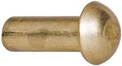 Made in USA - 3/16" Body Diam, Round Brass Solid Rivet - 1/2" Length Under Head - Exact Tool & Supply