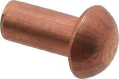 Made in USA - 1/8" Body Diam, Round Copper Solid Rivet - 1/4" Length Under Head - Exact Tool & Supply
