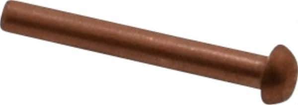 Made in USA - 1/8" Body Diam, Round Copper Solid Rivet - 1" Length Under Head - Exact Tool & Supply